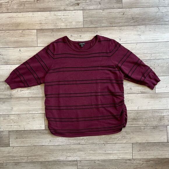 Lane Bryant | Maroon Stripped 3/4 Sleeve Sweater | Size: 22/24 - Picture 1 of 5